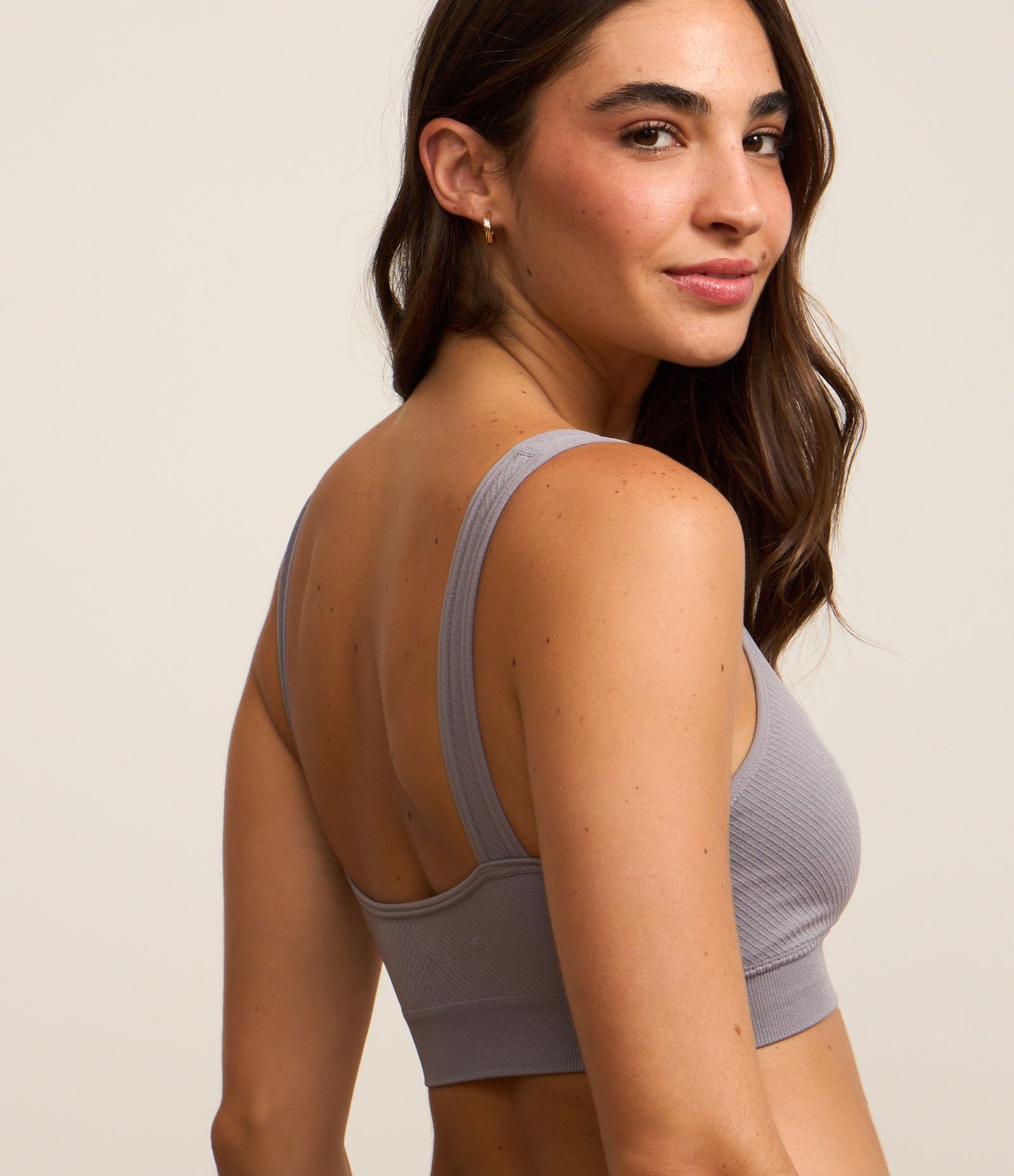 Sutiã Top em Poliamida Texturizada Seamless Cinza 3