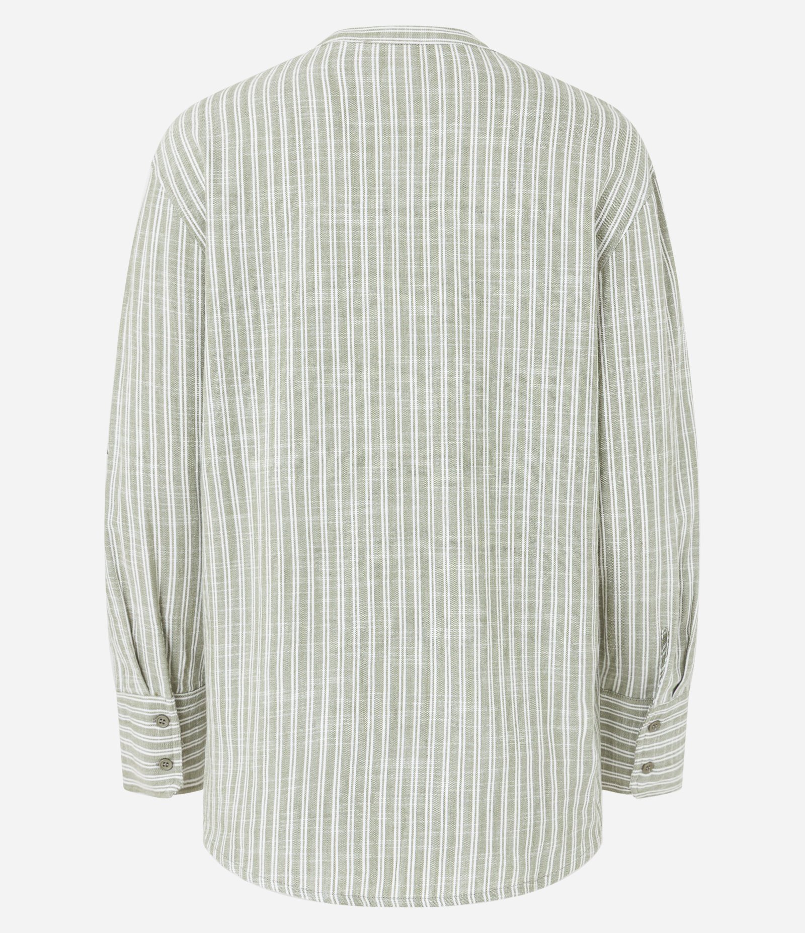 Camisa em Viscolinho com Listras em Fio Tinto e Gola Pdre Verde 7