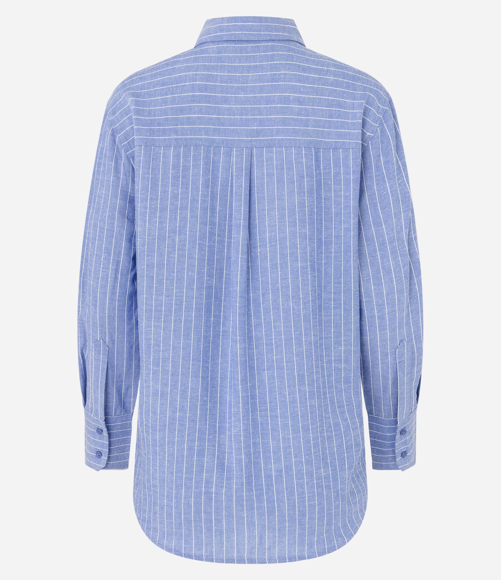 Camisa Listrada em Viscolinho com Fio Tinto Azul 7