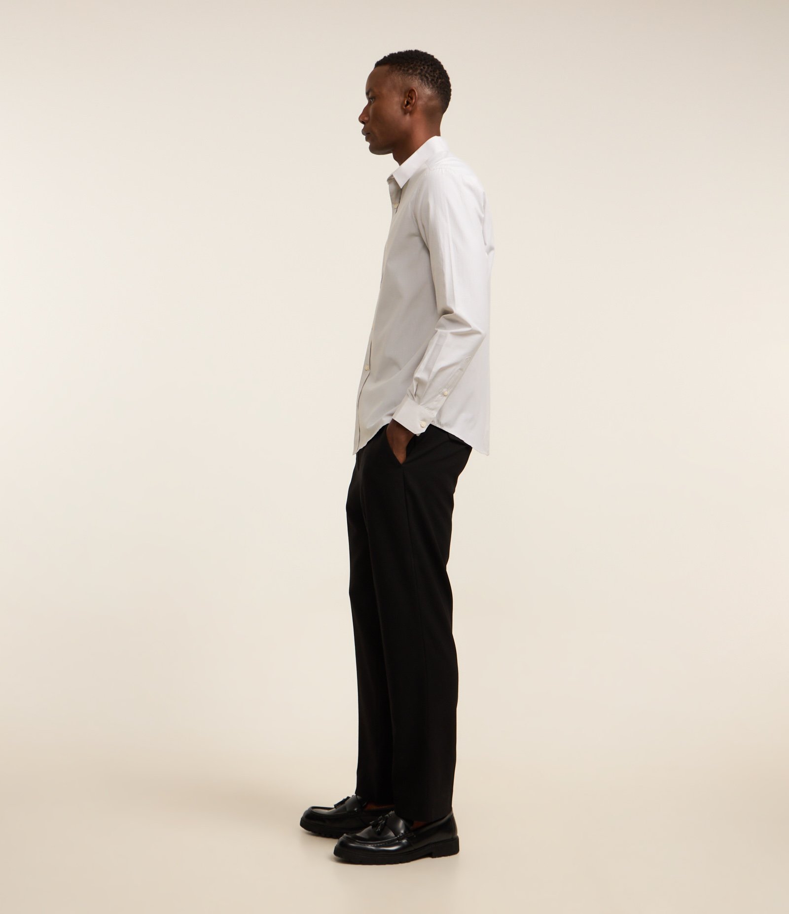 Camisa em Tricoline com Padronagem Xadrez Grid Off White 3