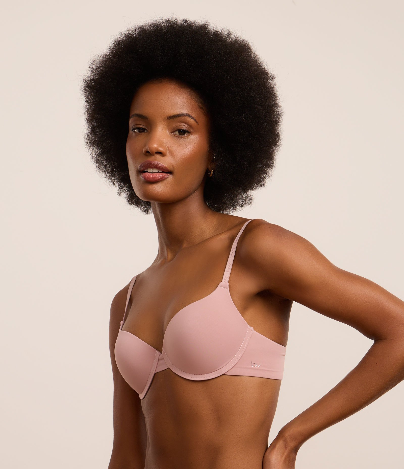 Sutiã Push Up em Microfibra Básico Rosa Neutro 2