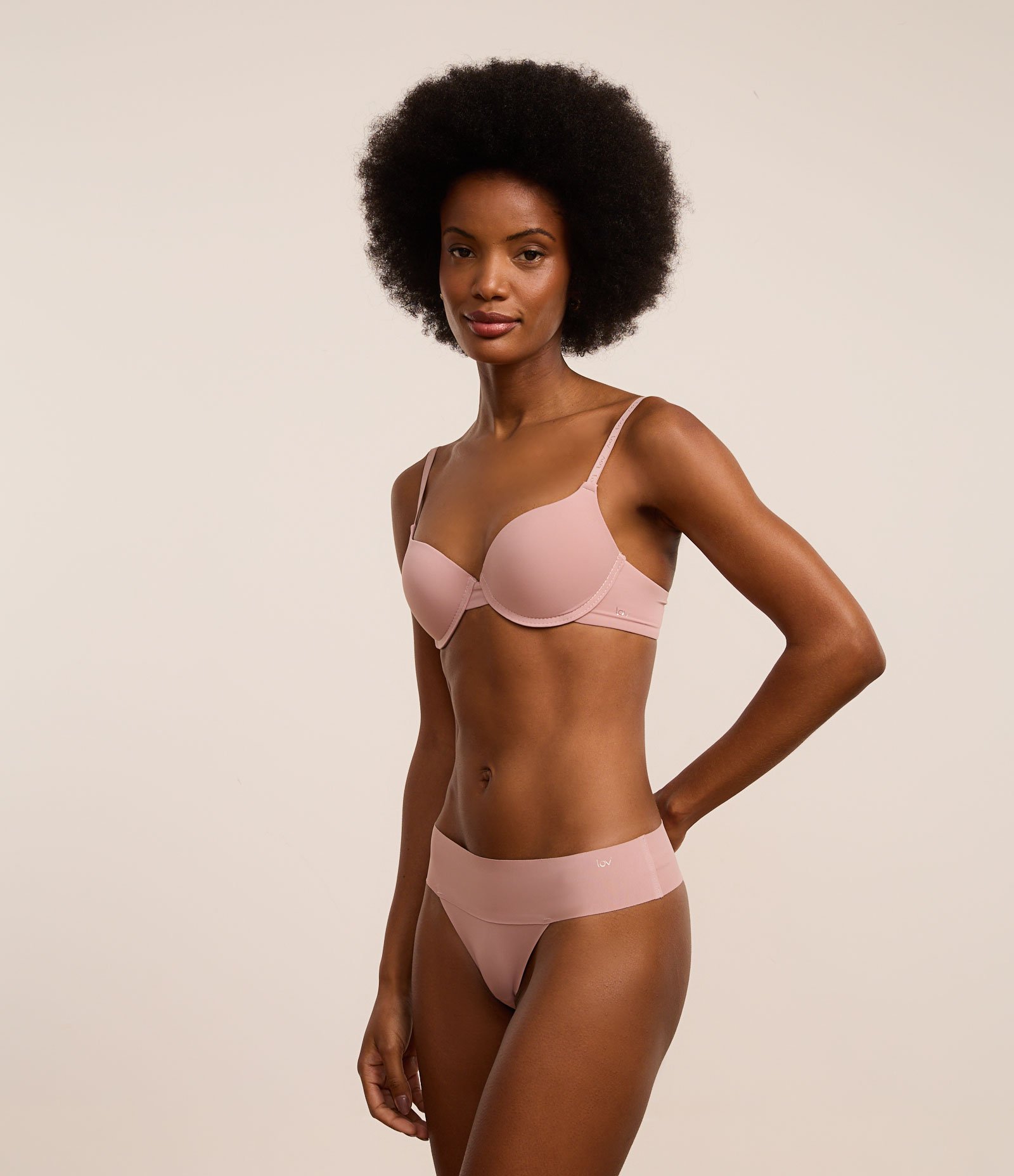 Sutiã Push Up em Microfibra Básico Rosa Neutro 4