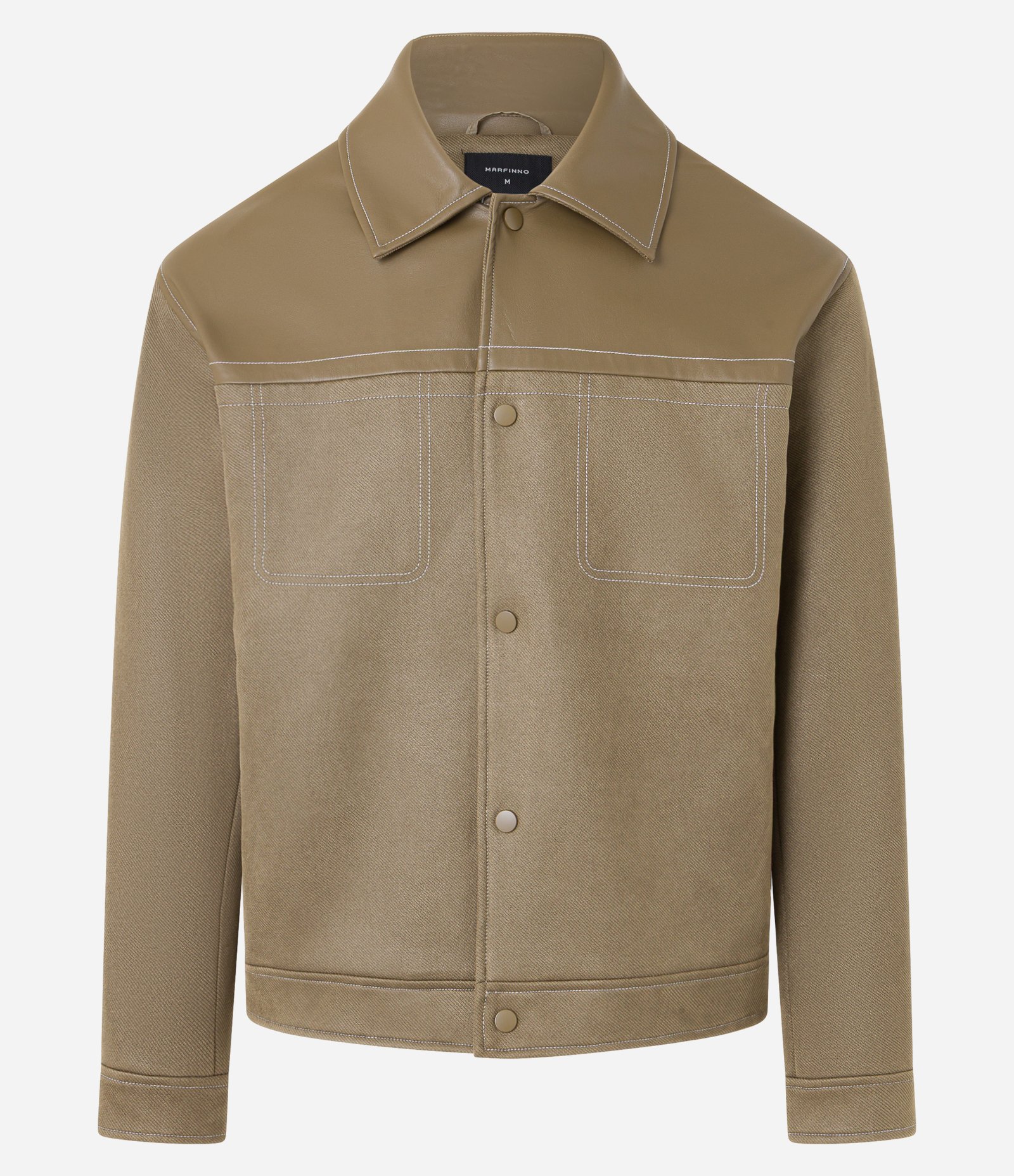 Jaqueta Boxy em Sarja com Recortes e Pesponto Marrom 9