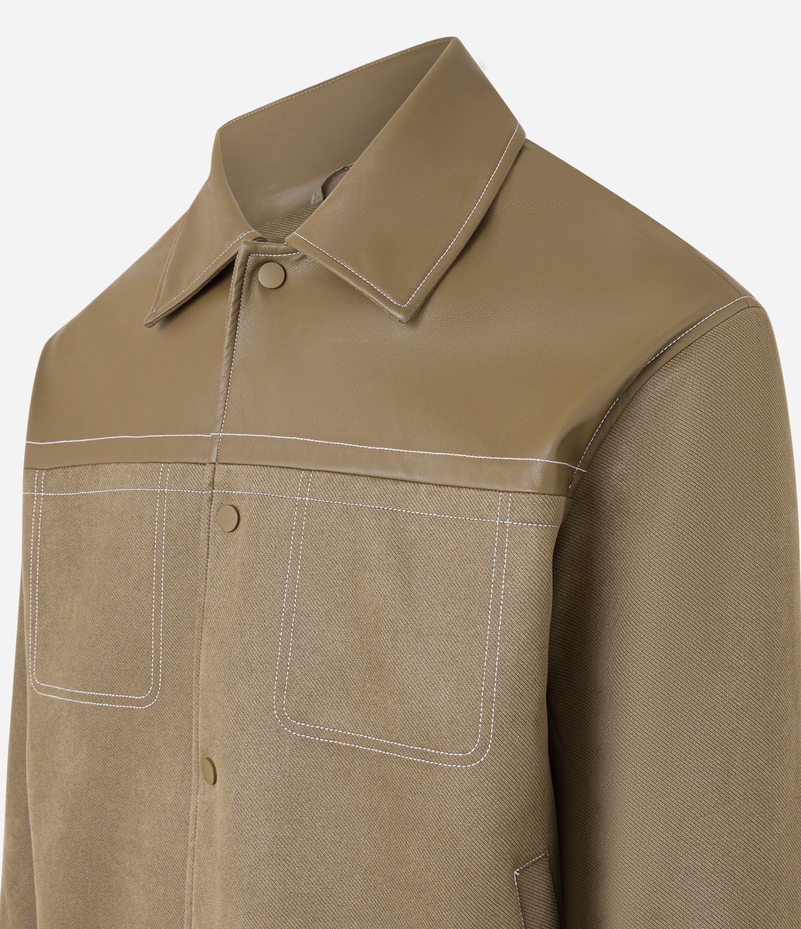 Jaqueta Boxy em Sarja com Recortes e Pesponto Marrom 10