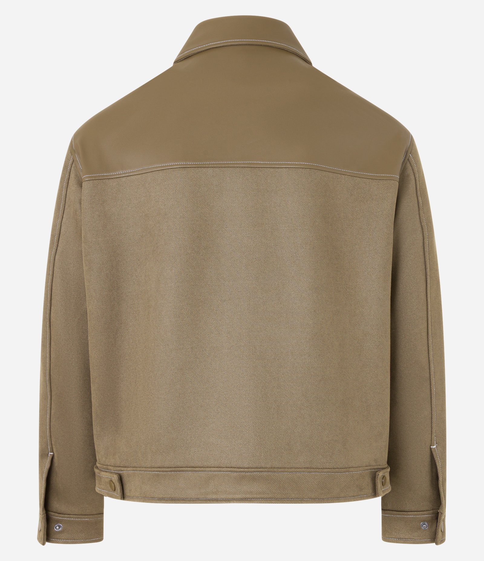 Jaqueta Boxy em Sarja com Recortes e Pesponto Marrom 11