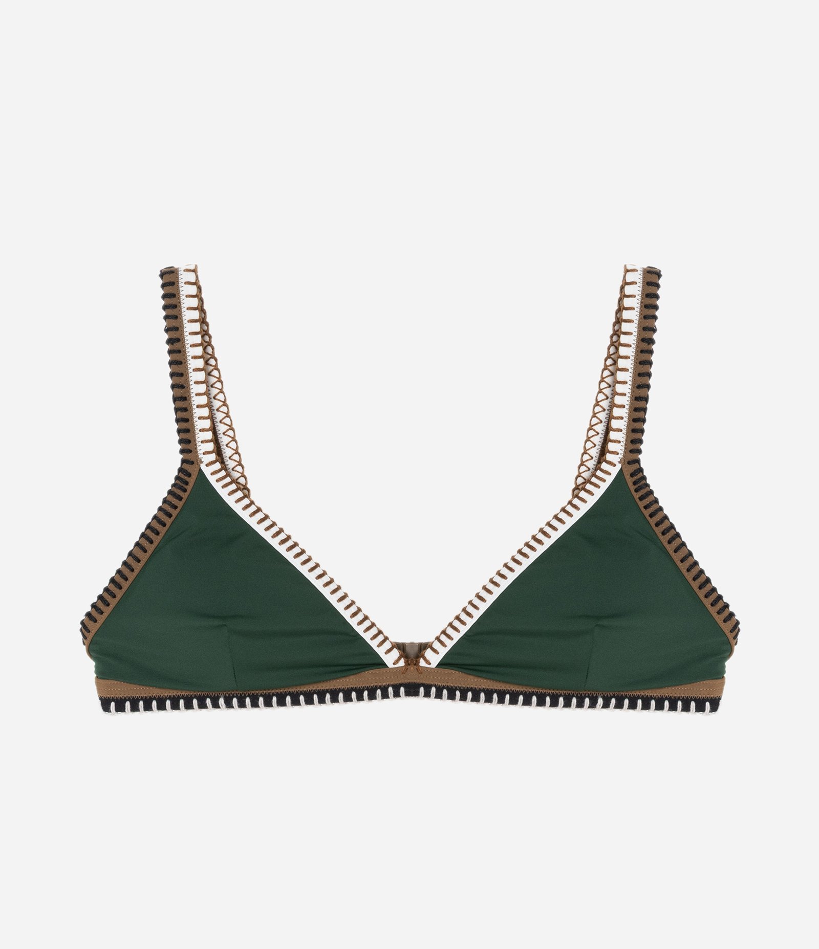 Biquíni Top Triangulo Fixo em Microfibra com Costuras Contrastantes Verde 5