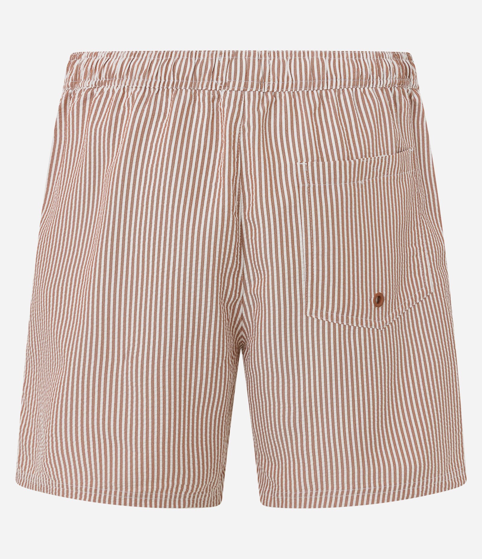 Bermuda de Praia Listrada em Microfibra com Textura Anarruga Marrom 6