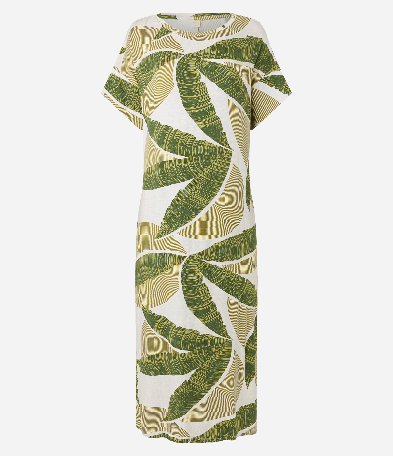 Vestido Reto Midi em Viscolycra com Estampa Folhagem Verde 6