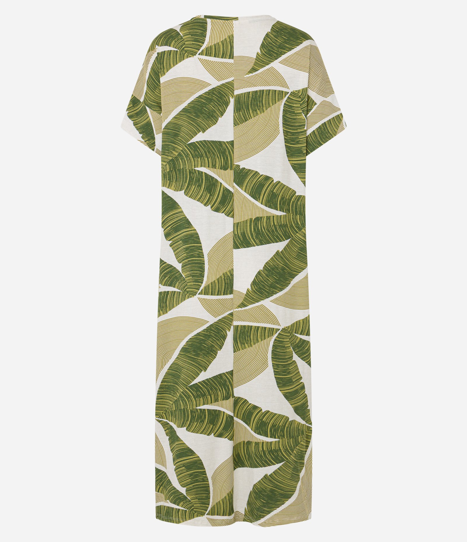 Vestido Reto Midi em Viscolycra com Estampa Folhagem Verde 7
