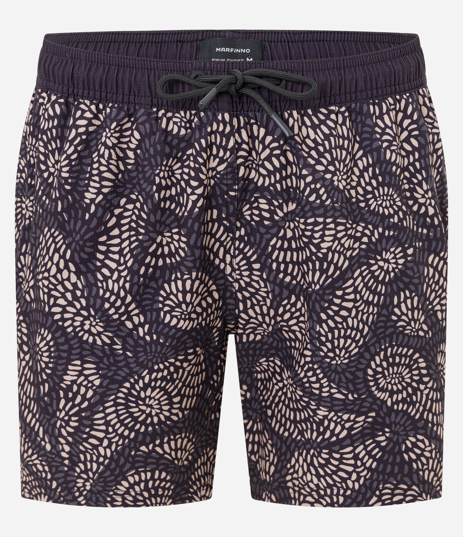 Bermuda de Banho em Microfibra com Estampa Floral Abstrata Preto 1