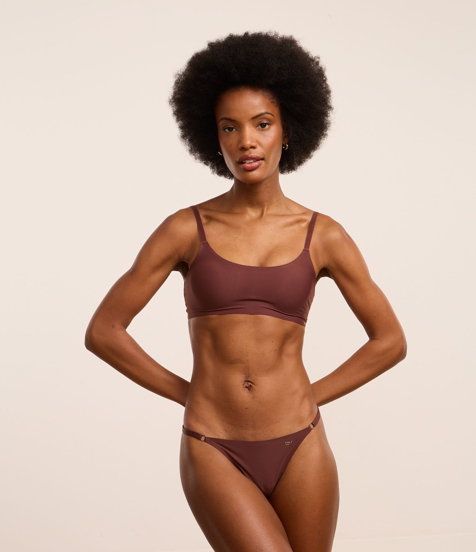 Kit 02 Calcinhas String Fio em Microfibra Lilás Neutro/Marrom 3