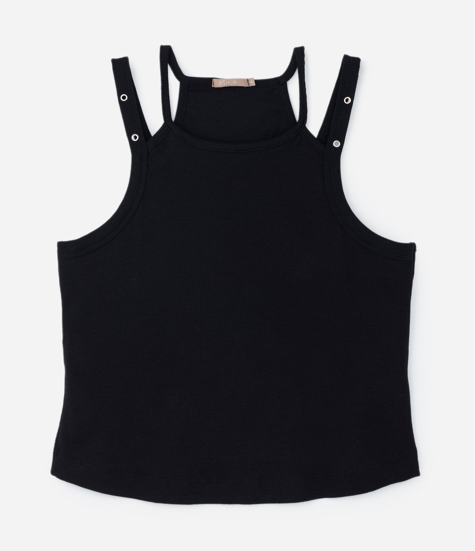 Regata em Ribana com Alças Duplas Curve & Plus Size Preto 4