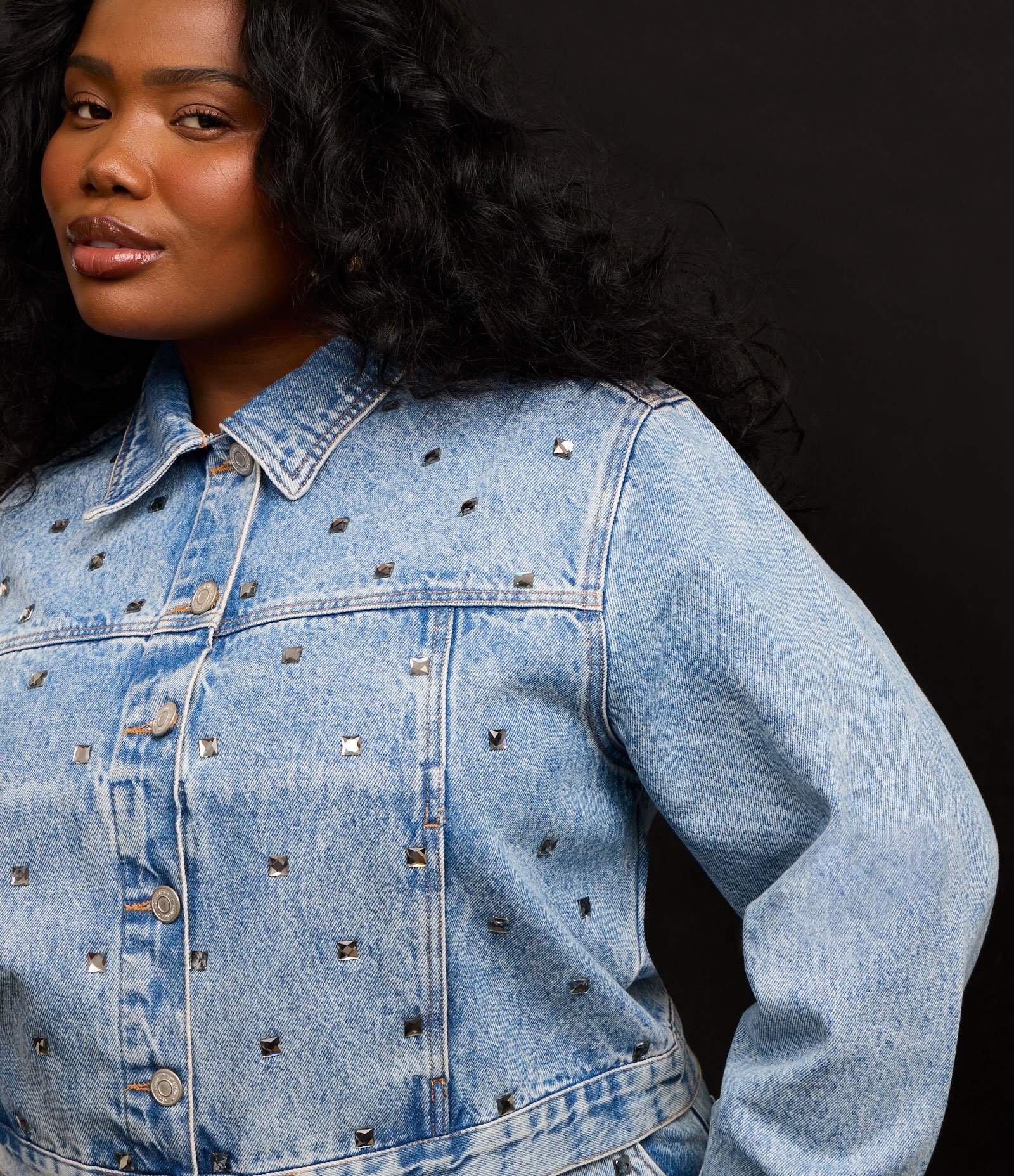 Jaqueta Cropped Coleção Rita Carreira Curve & Plus Size Azul 5