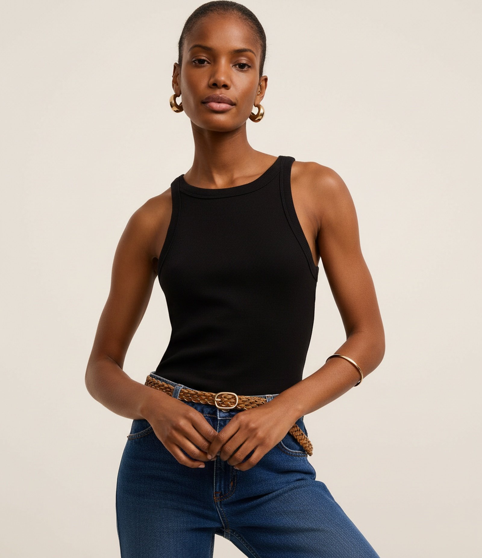 Blusa Básica Regular em Ribana de Algodão Preto 4