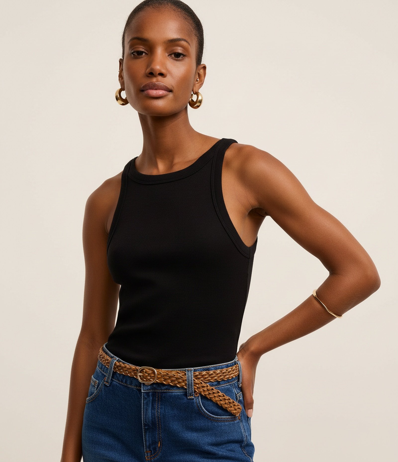 Blusa Básica Regular em Ribana de Algodão Preto 7