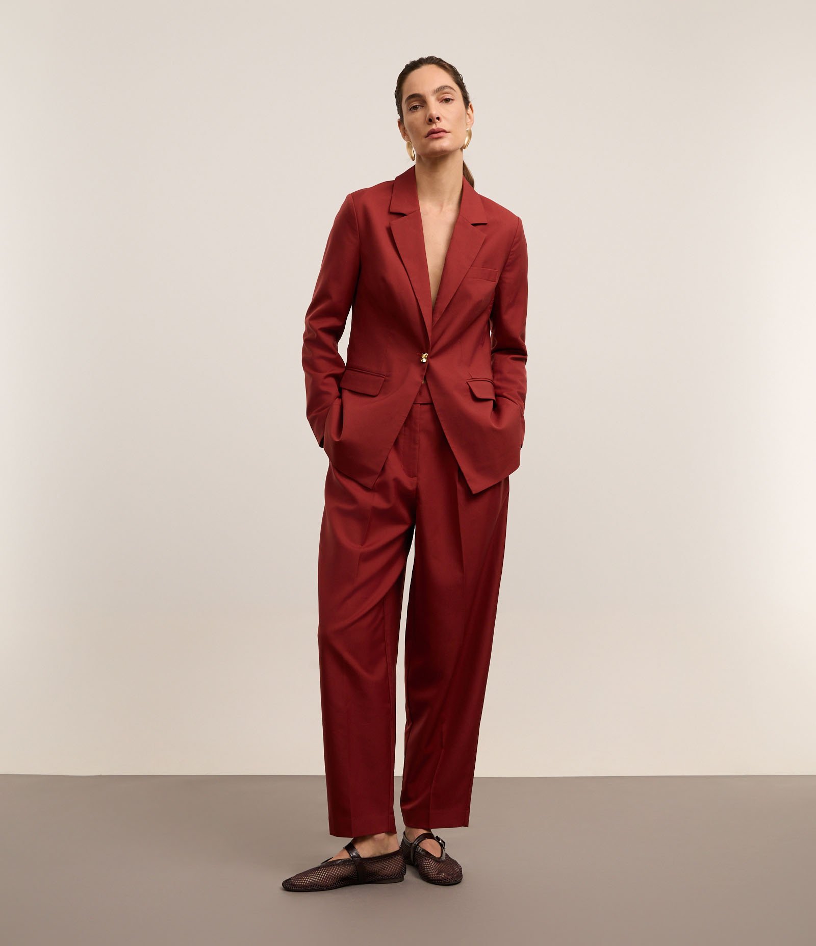 Blazer Boho Alfaiatado com Lapelas e Bolso no Peito Vermelho 2