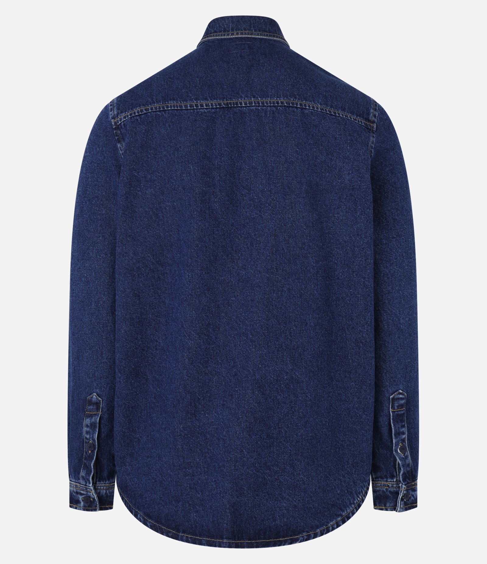 Camisa Comfort em Jeans Resinado com Recortes Azul 6