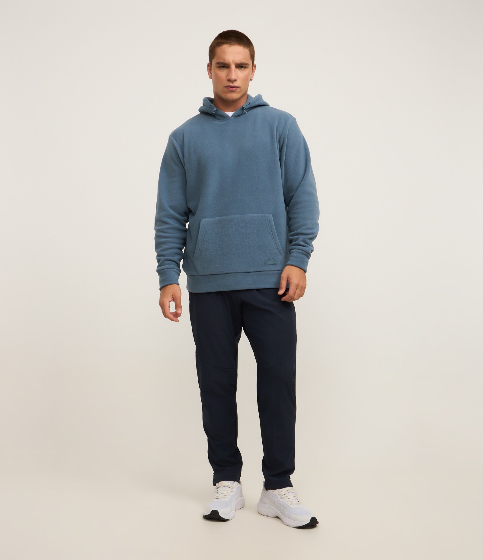 Casaco Esportivo com Capuz em Fleece Azul 2