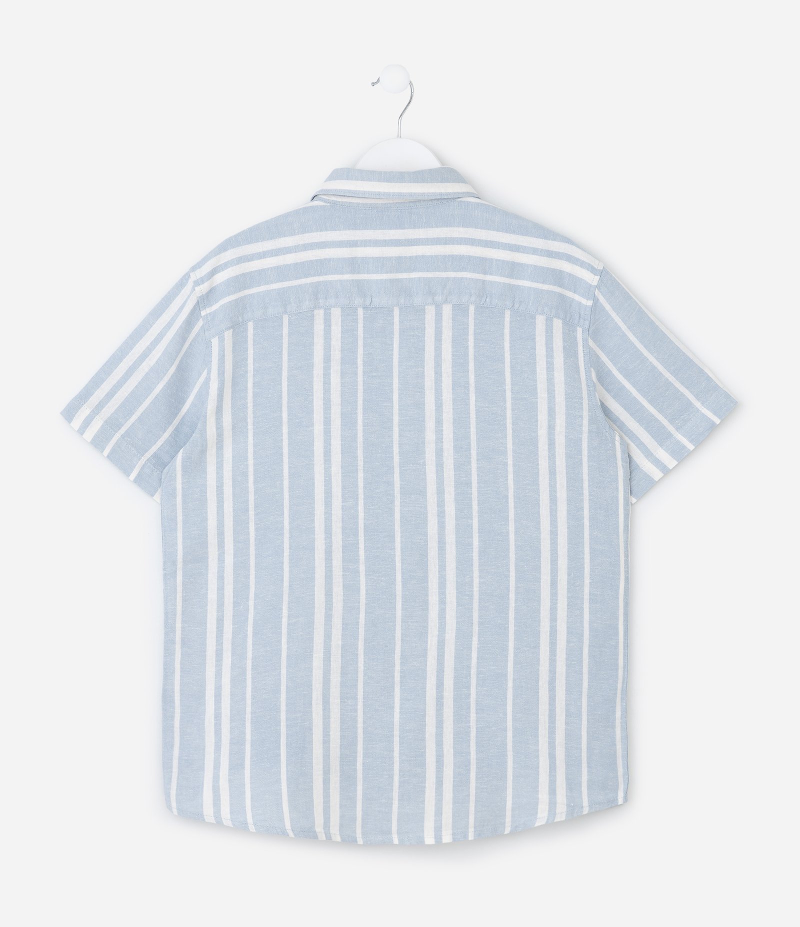 Camisa Infantil em Viscolinho com Bolsinho - Tam 5 a 14 Anos Azul 2