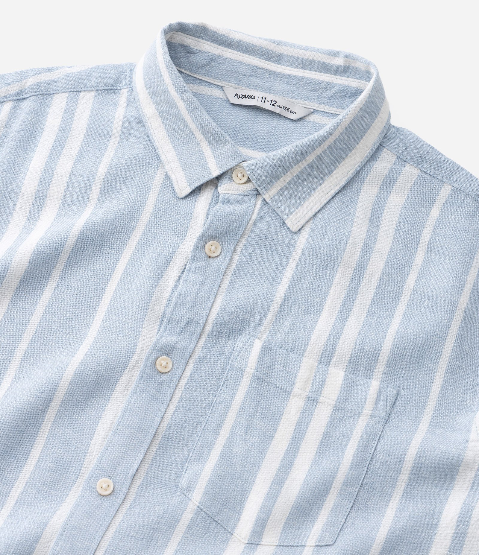 Camisa Infantil em Viscolinho com Bolsinho - Tam 5 a 14 Anos Azul 6