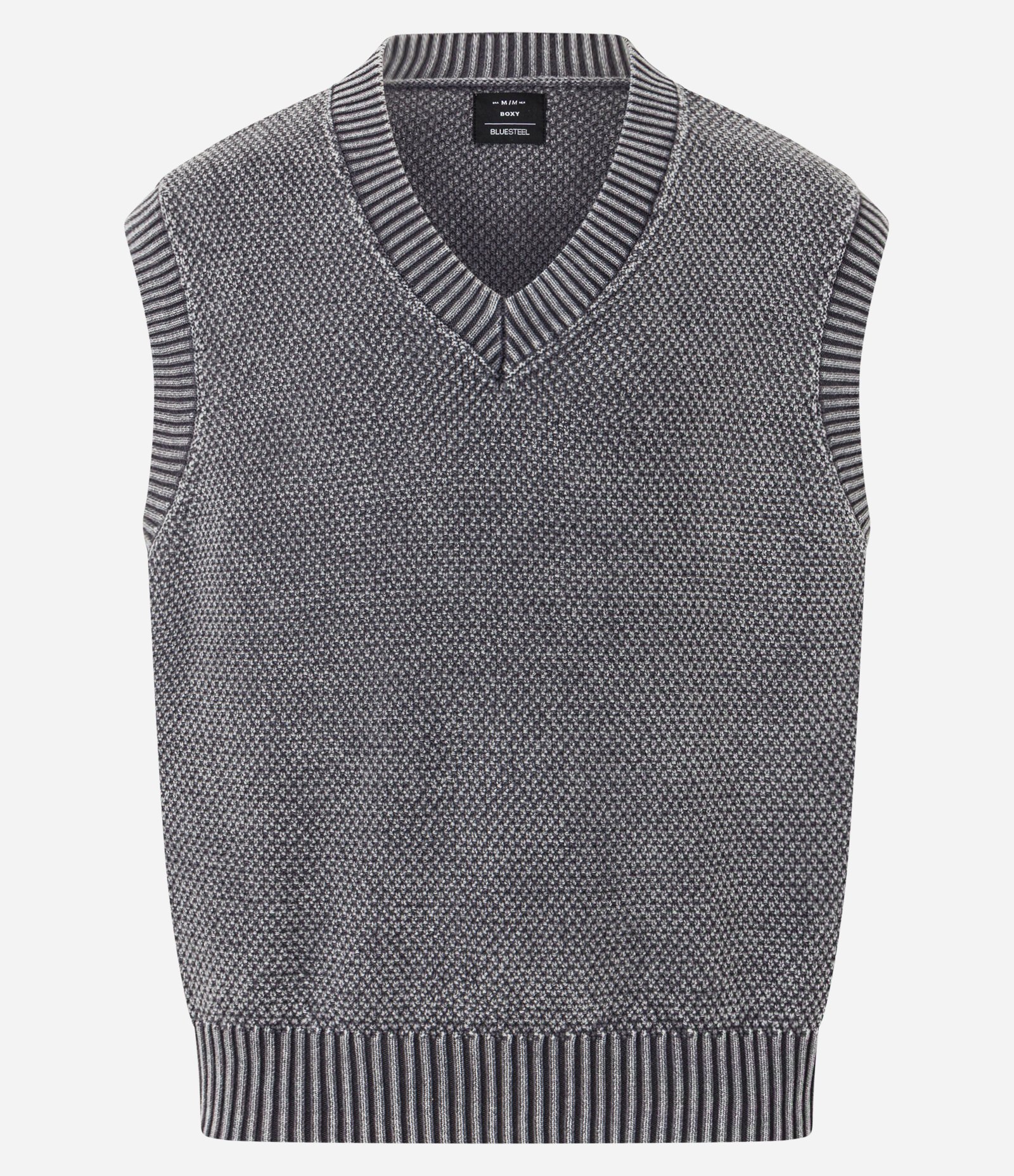 Colete Boxy em Tricô com Efeito Estonado Cinza 7