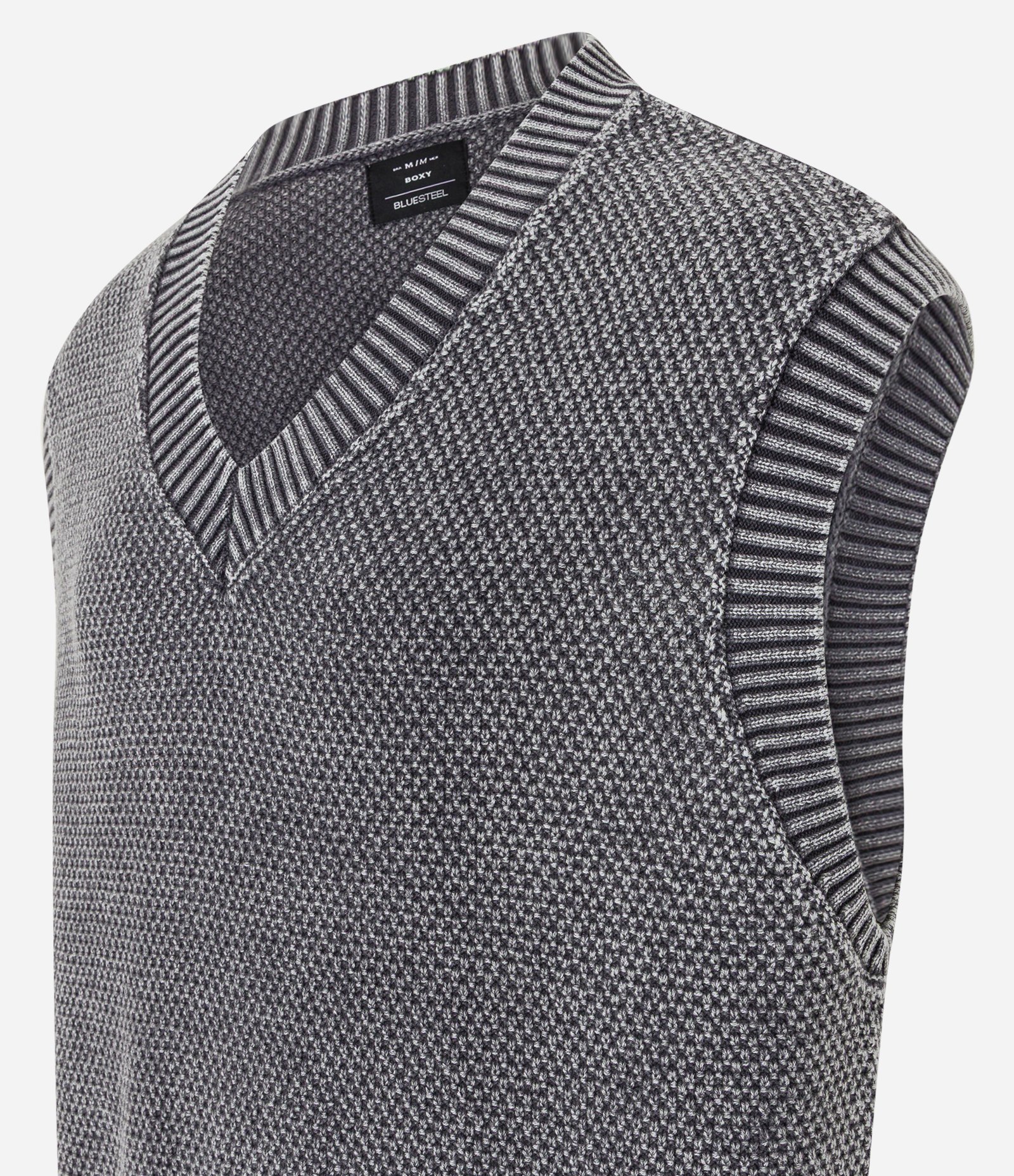 Colete Boxy em Tricô com Efeito Estonado Cinza 8