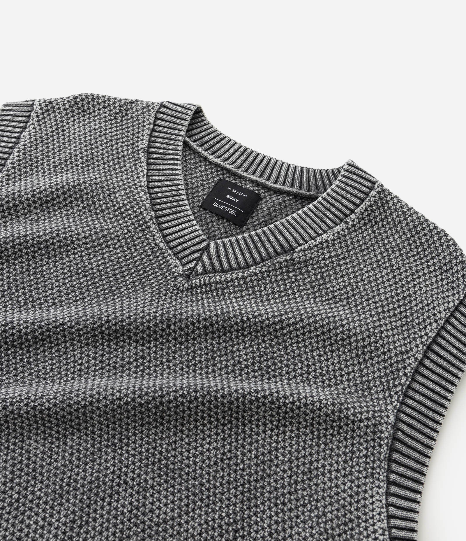 Colete Boxy em Tricô com Efeito Estonado Cinza 10