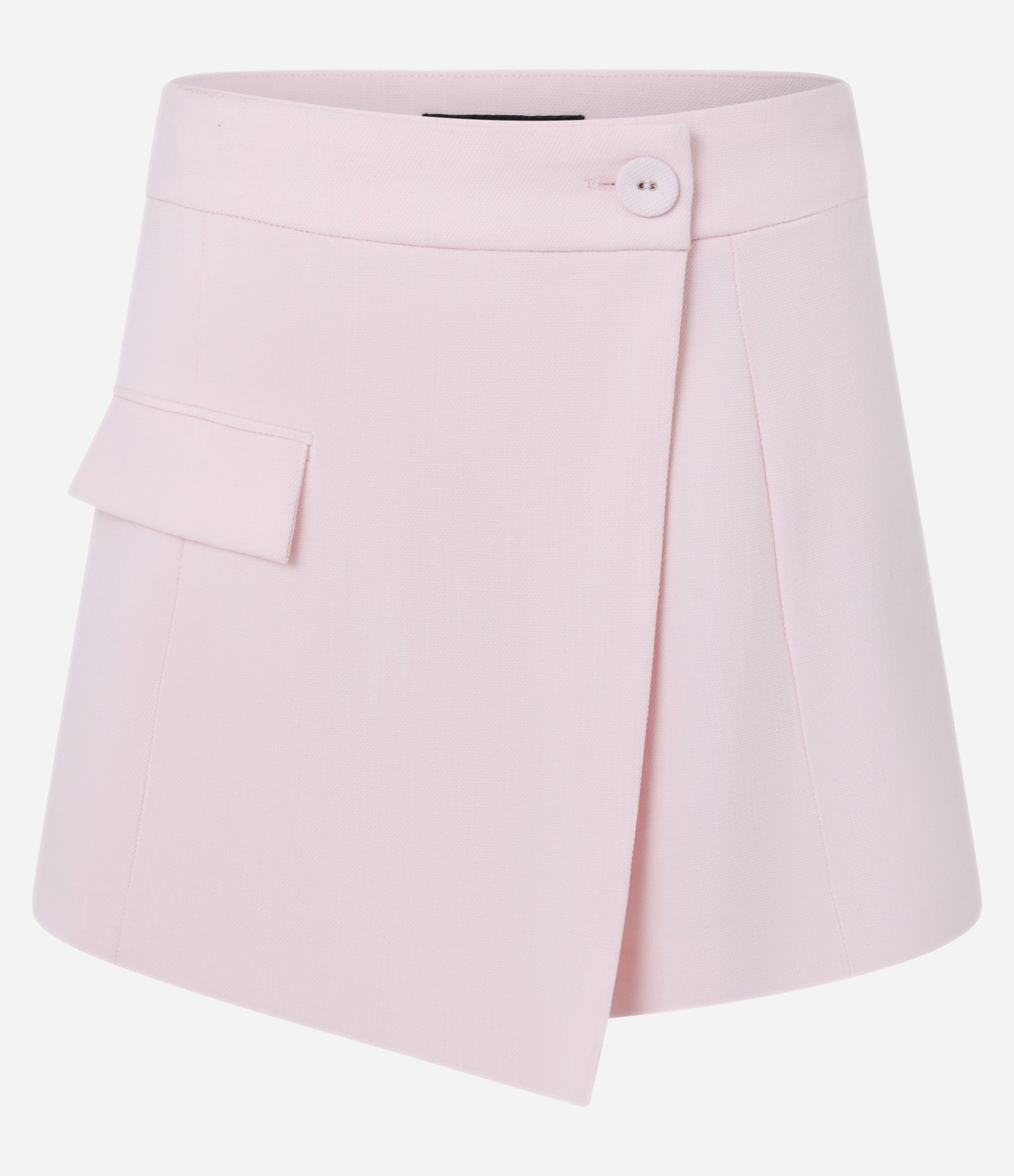 Short Saia Alfaiatada Cintura Alta com Lapela e Textura Rosa 5