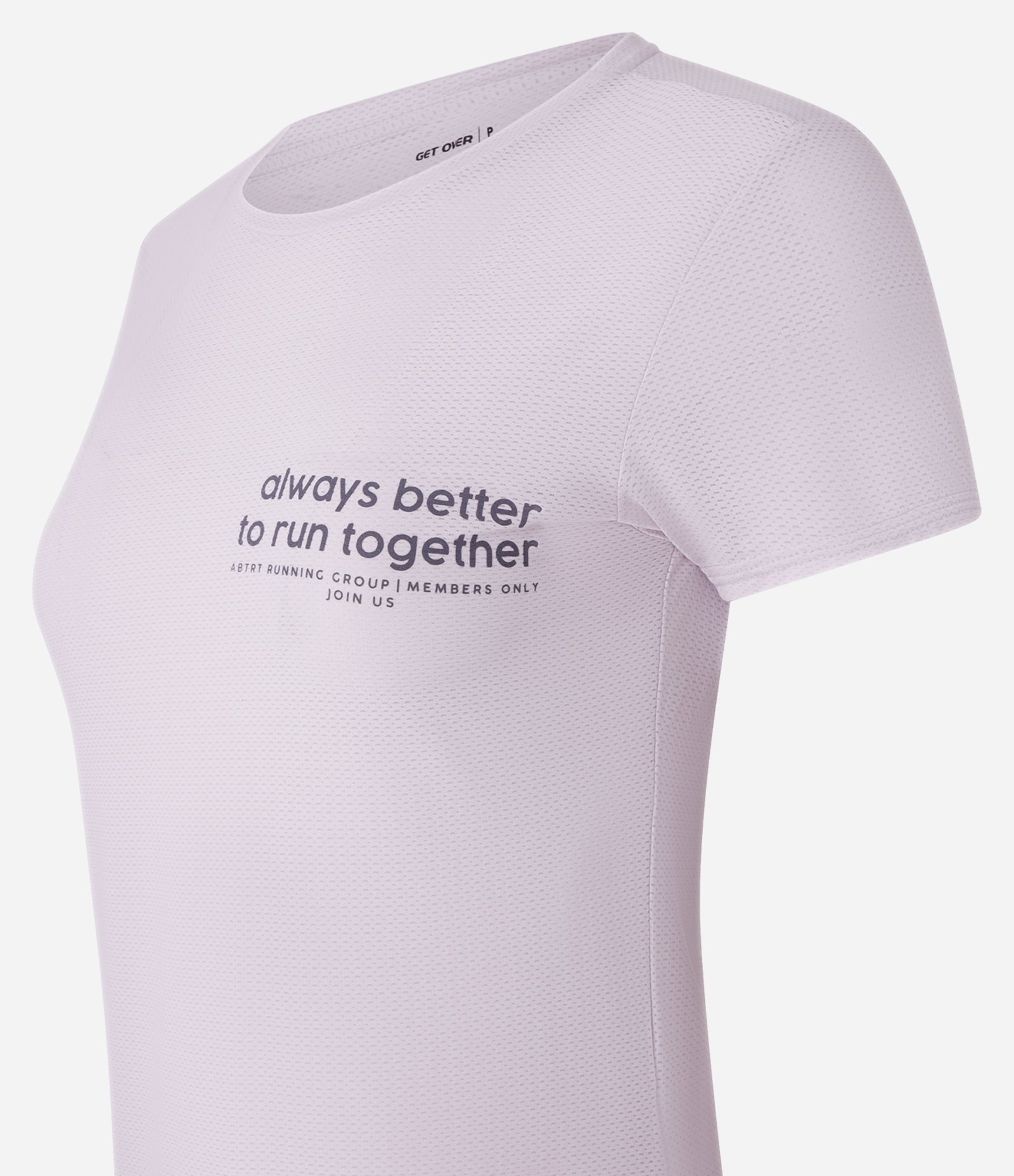 Camiseta Esportiva em Microfibra Texturizada com Estampa Run Together Lilás 4