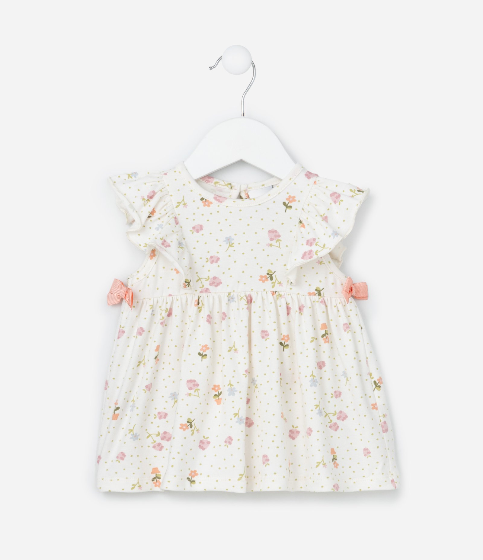 Conjunto Infantil com Babadinho e Estampa Floral - Tam 0 a 18 meses Off White 3