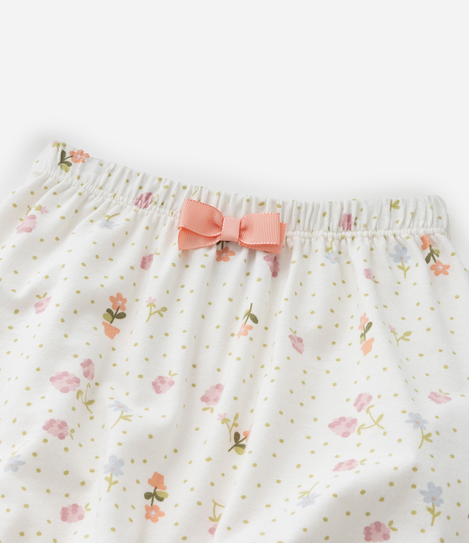 Conjunto Infantil com Babadinho e Estampa Floral - Tam 0 a 18 meses Off White 7