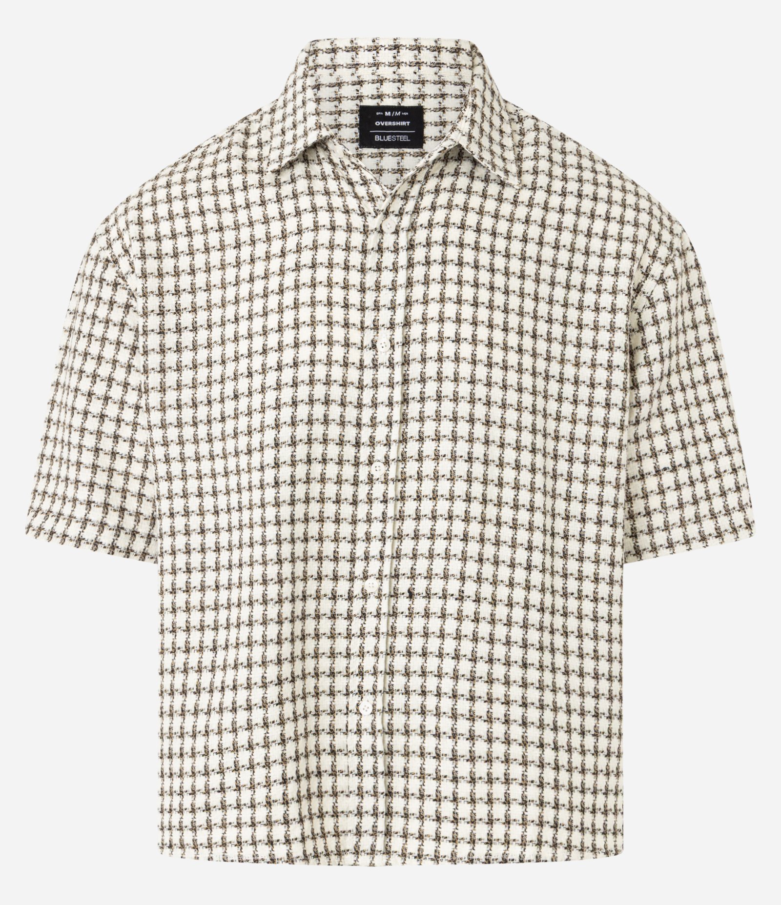 Camisa Oversized em Tweed com Estampa Xadrez Bege 6