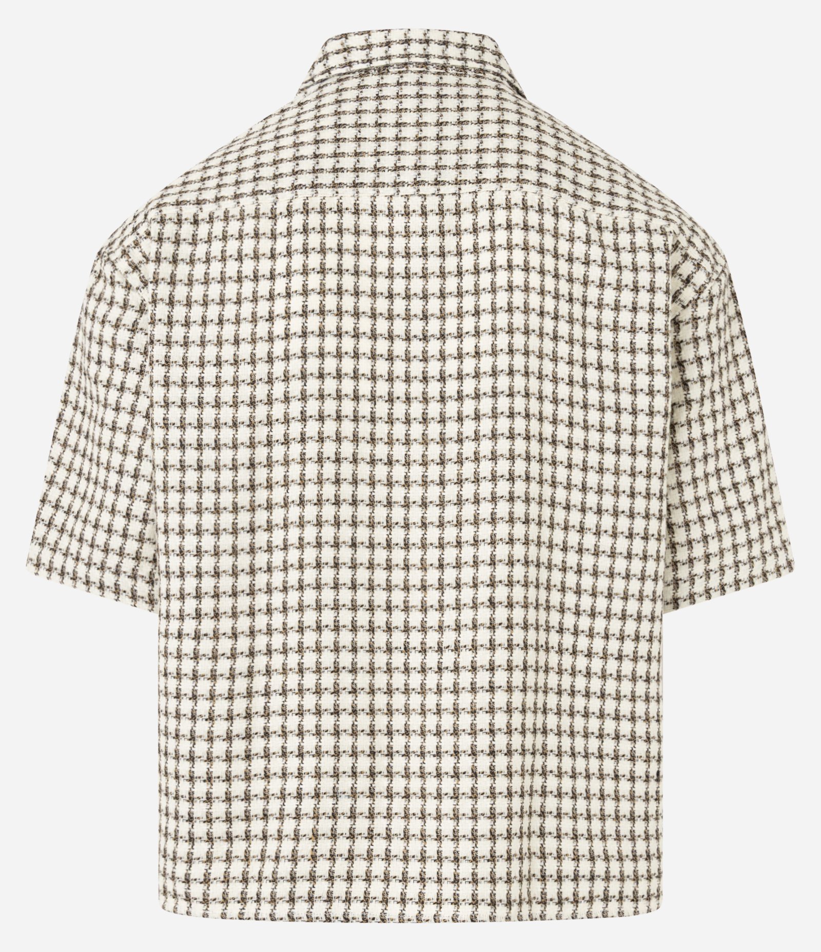 Camisa Oversized em Tweed com Estampa Xadrez Bege 8