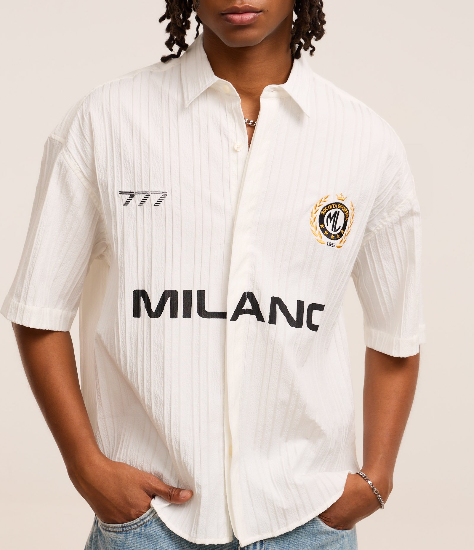 Camisa Oversized com Estampa Localizada e Lettering Texturizada Off White 3