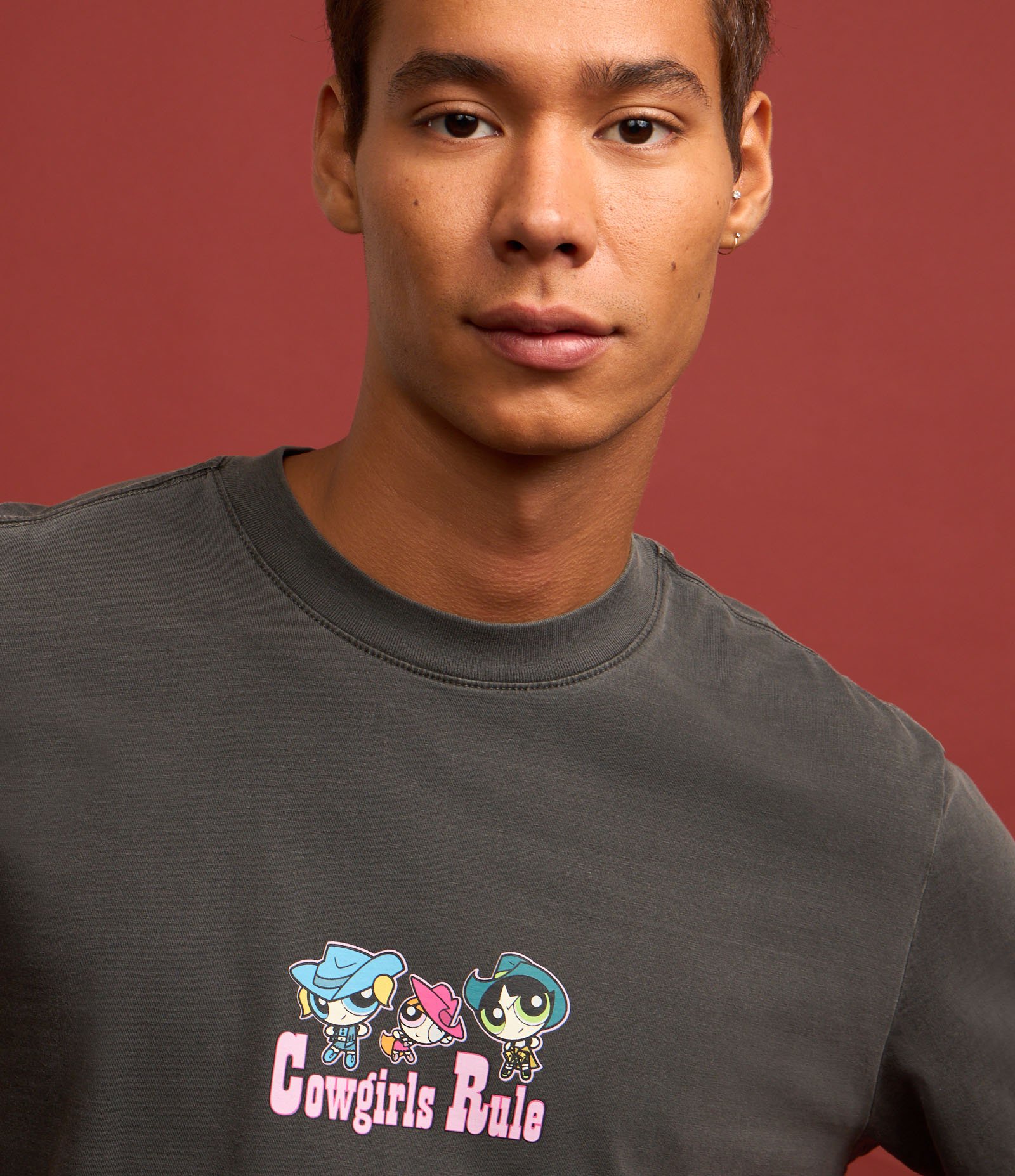 Camiseta Comfort em Algodão com Estampa Meninas Superpoderosas Cowgirls Cinza 5