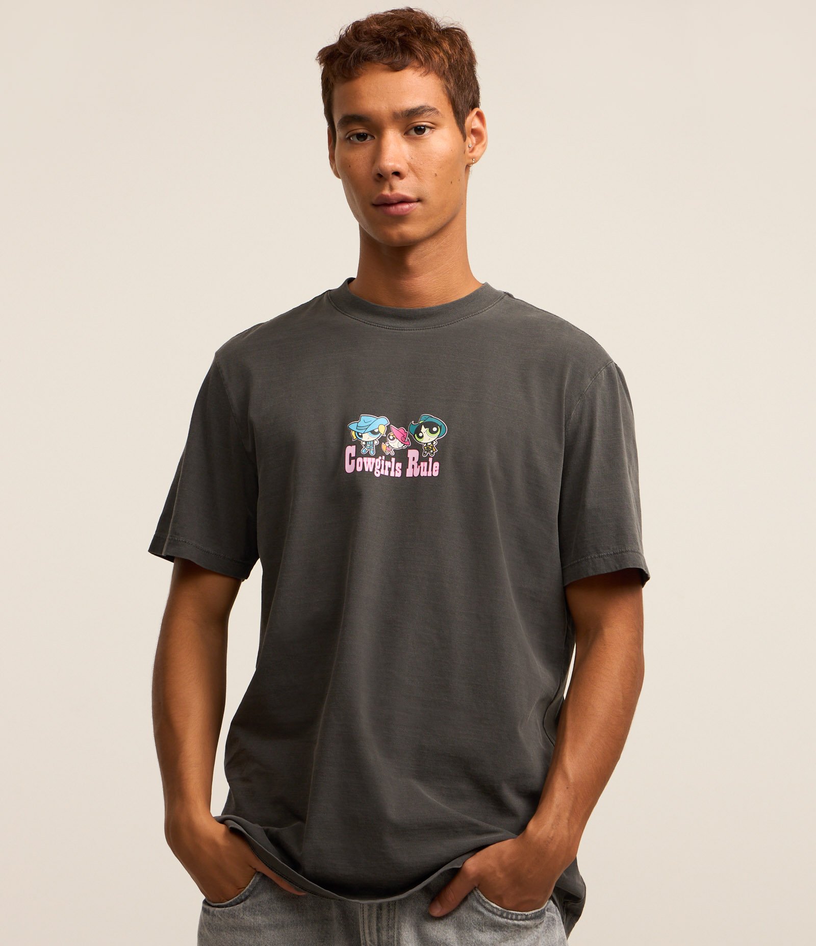 Camiseta Comfort em Algodão com Estampa Meninas Superpoderosas Cowgirls Cinza 3