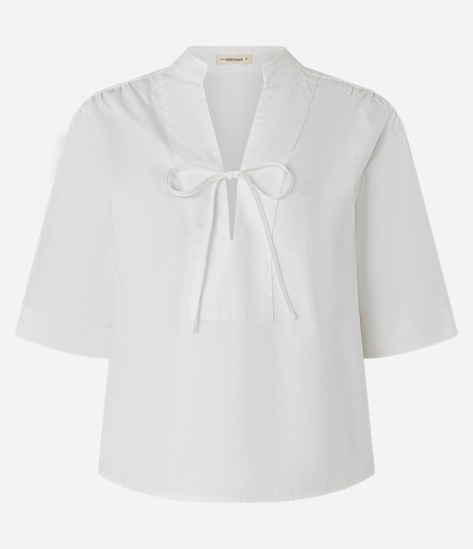 Blusa em Tricoline com Amarração na Gola Padre Off White 5