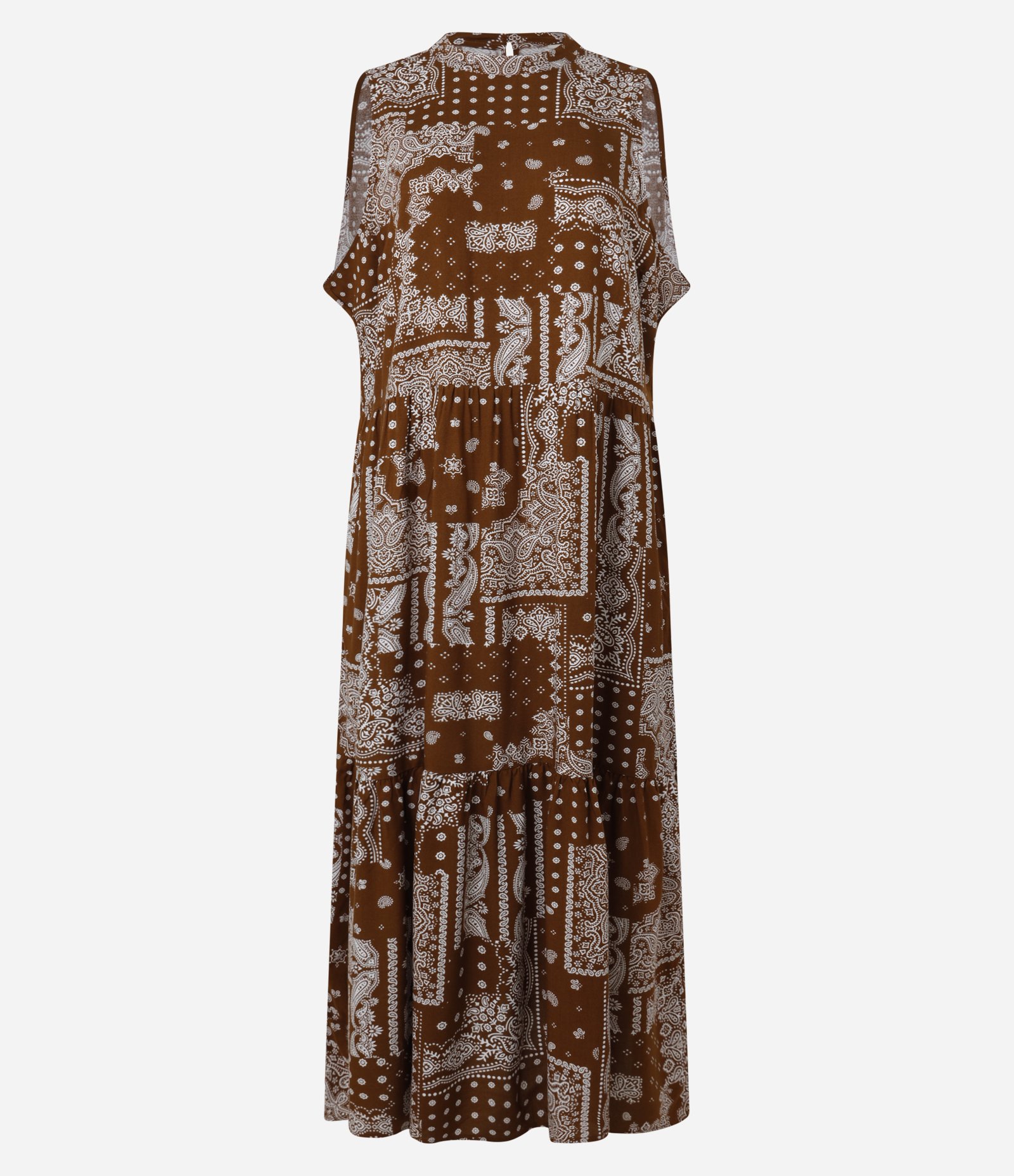 Vestido Midi em Viscose com Estampa Paisley Marrom 7