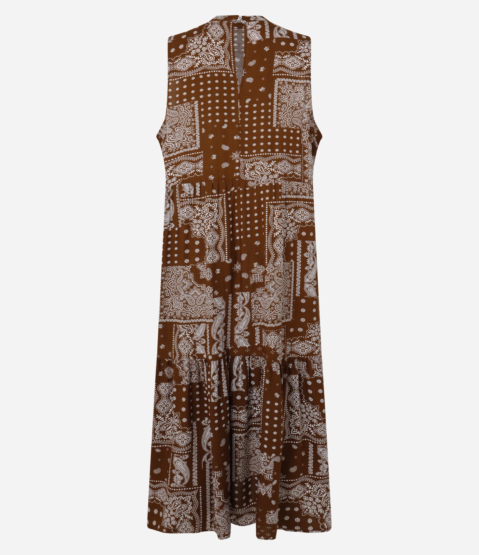 Vestido Midi em Viscose com Estampa Paisley Marrom 8