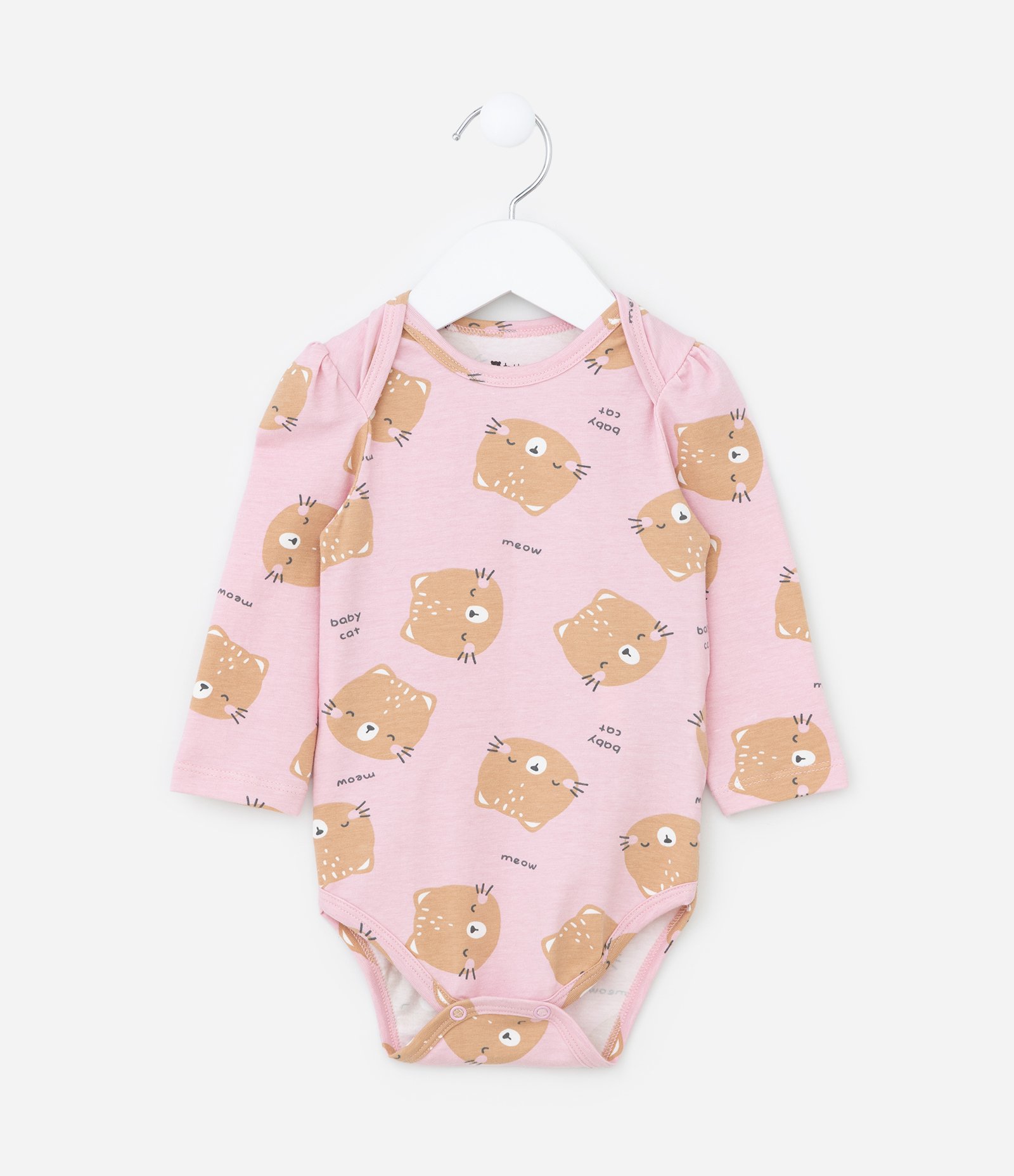 Body Infantil com Estampa Carinha de Gatinha - Tam 0 a 24 meses Rosa 1