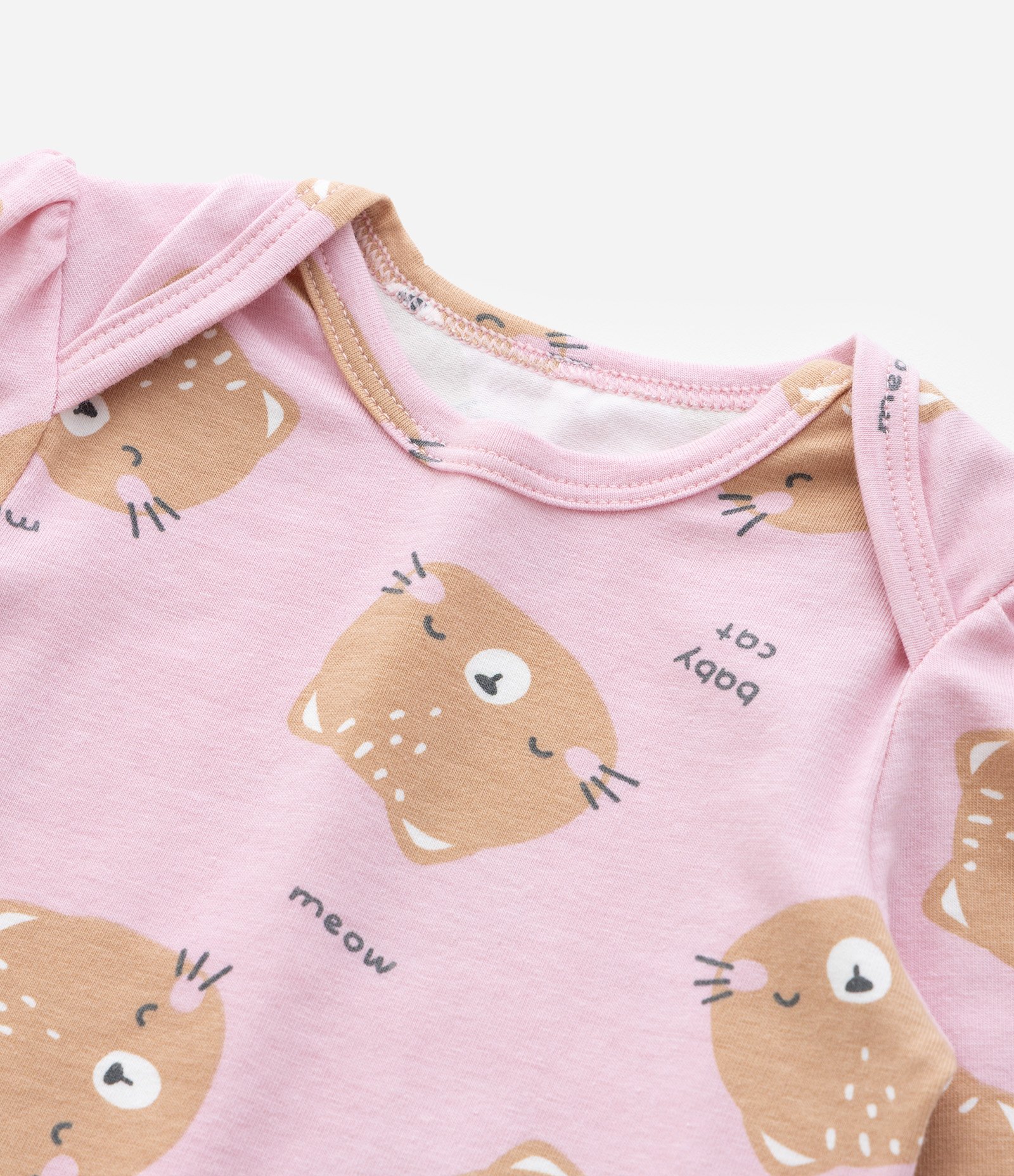 Body Infantil com Estampa Carinha de Gatinha - Tam 0 a 24 meses Rosa 6
