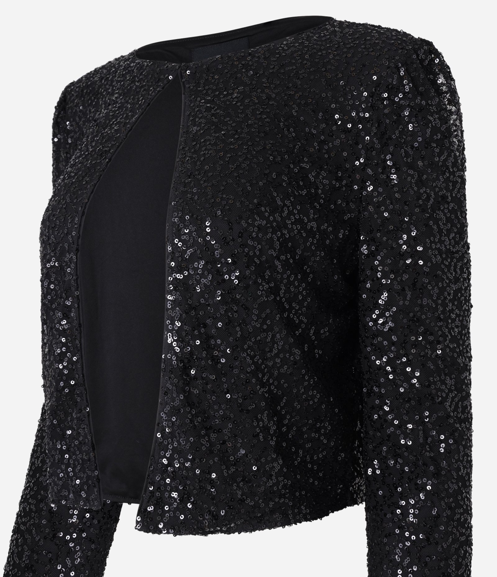 Casaqueto Curto em Paetê com Ganchinho para Fechamento Preto 7