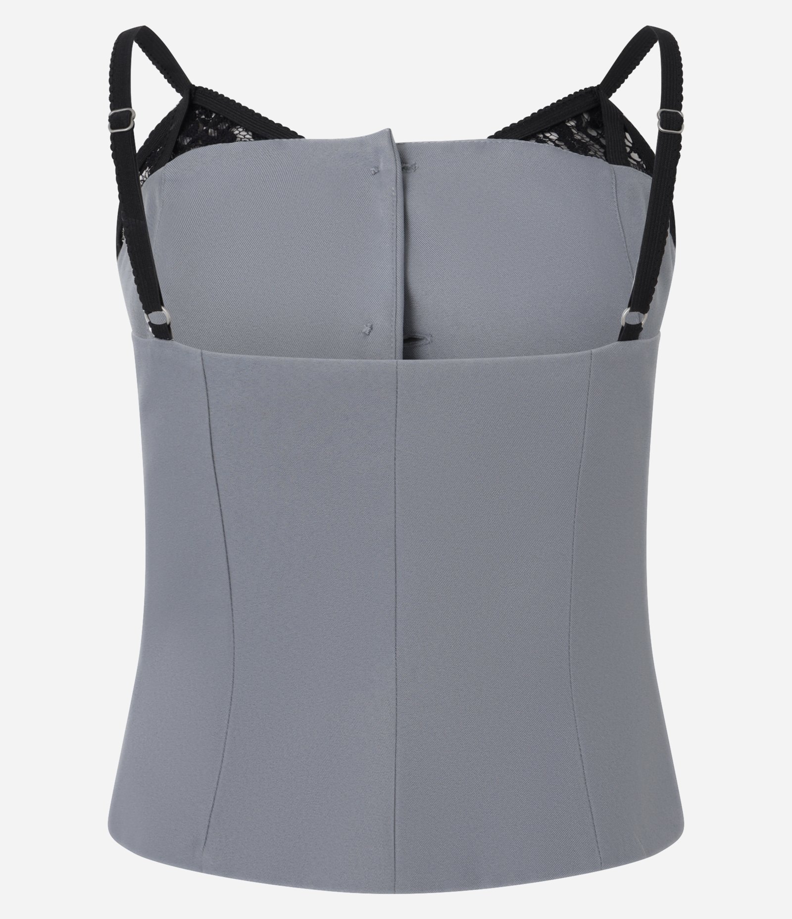 Blusa Colete Alfaiataria com Aplicação de Renda Cinza 6