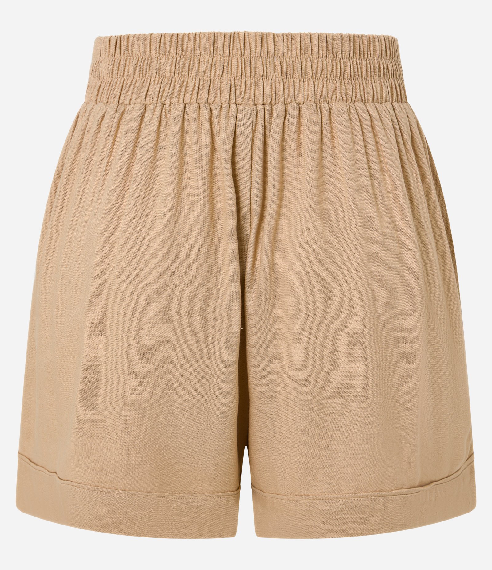 Short Curto em Viscose com Cós Elástico Bege 7