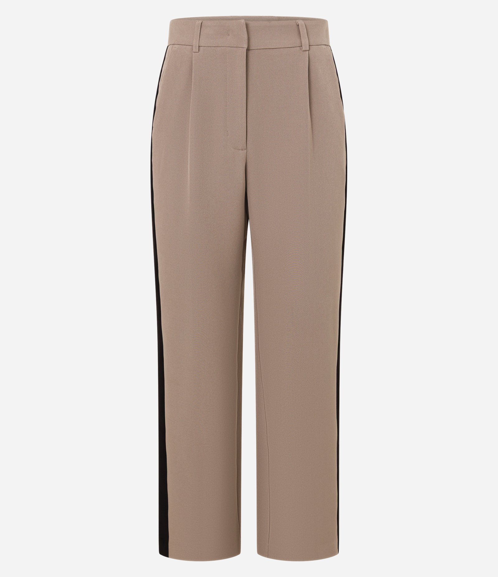 Calça Reta Alfaiatada com Pregas e Contaste Lateral Marrom 5