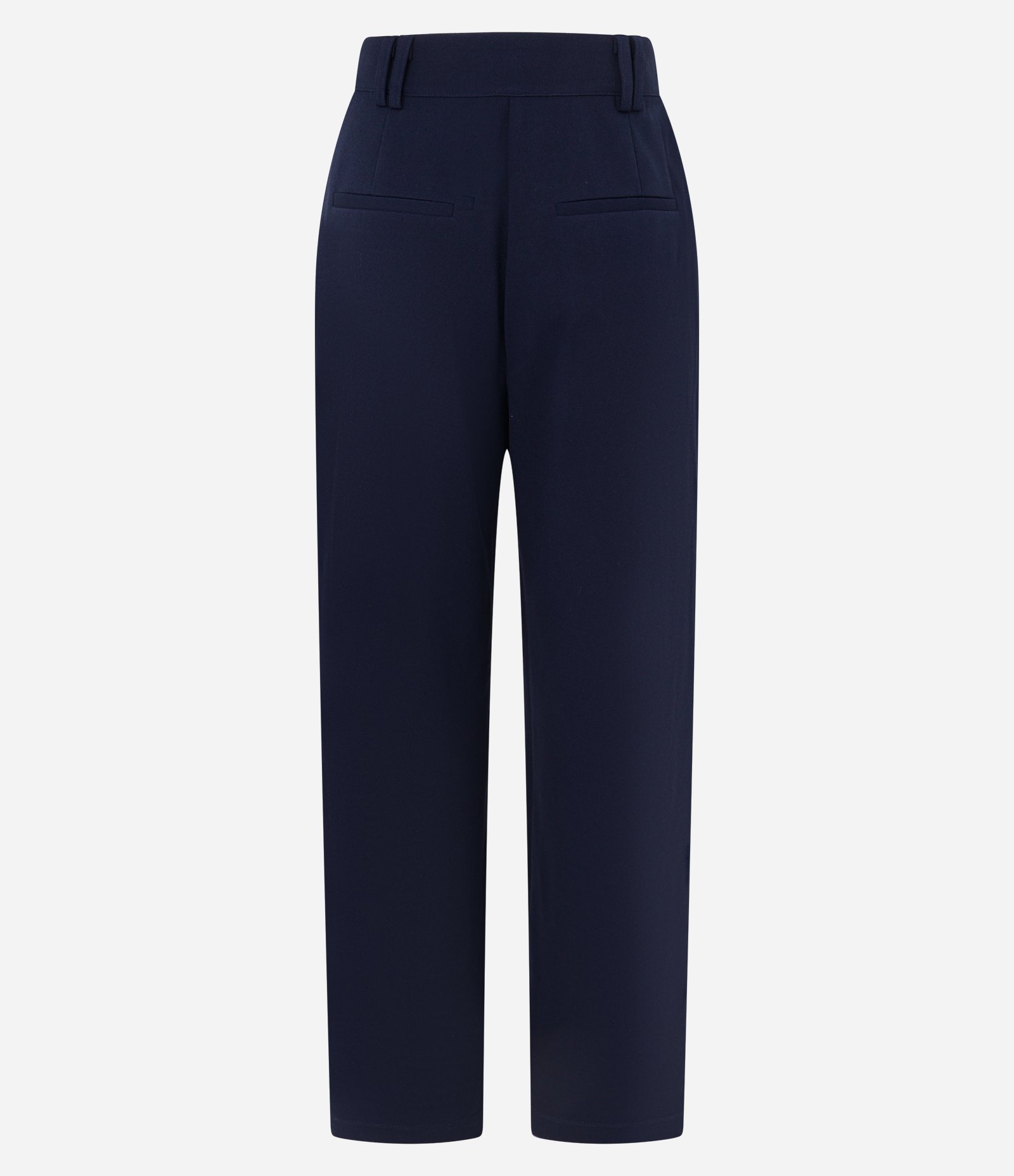 Calça Wide Cintura Baixa em Crepe com Frisos Azul Marinho 6