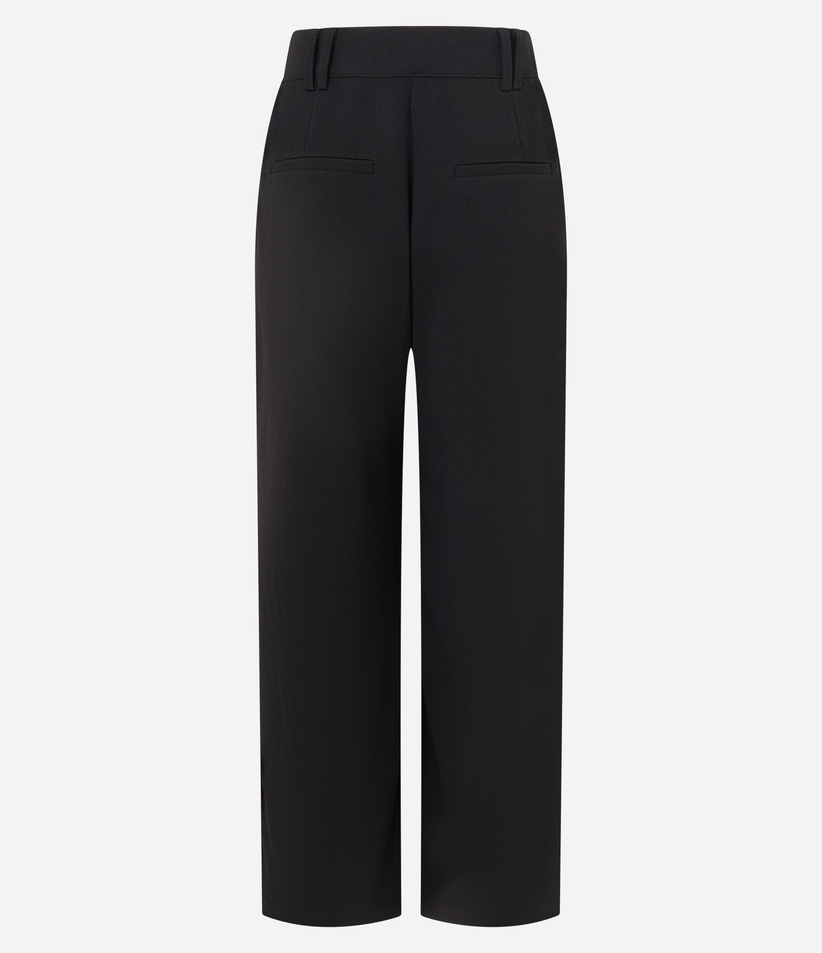 Calça Wide Cintura Baixa em Crepe com Frisos Preto 6