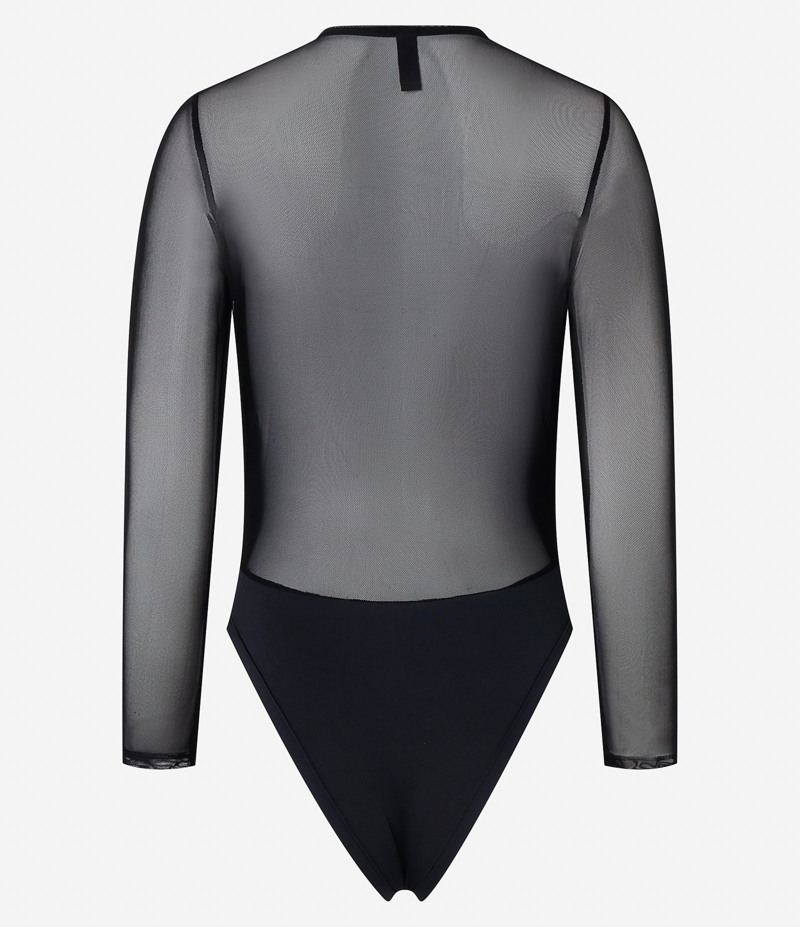 Body em Tule com Decote Transpassado e Transparência nas Mangas Preto 7