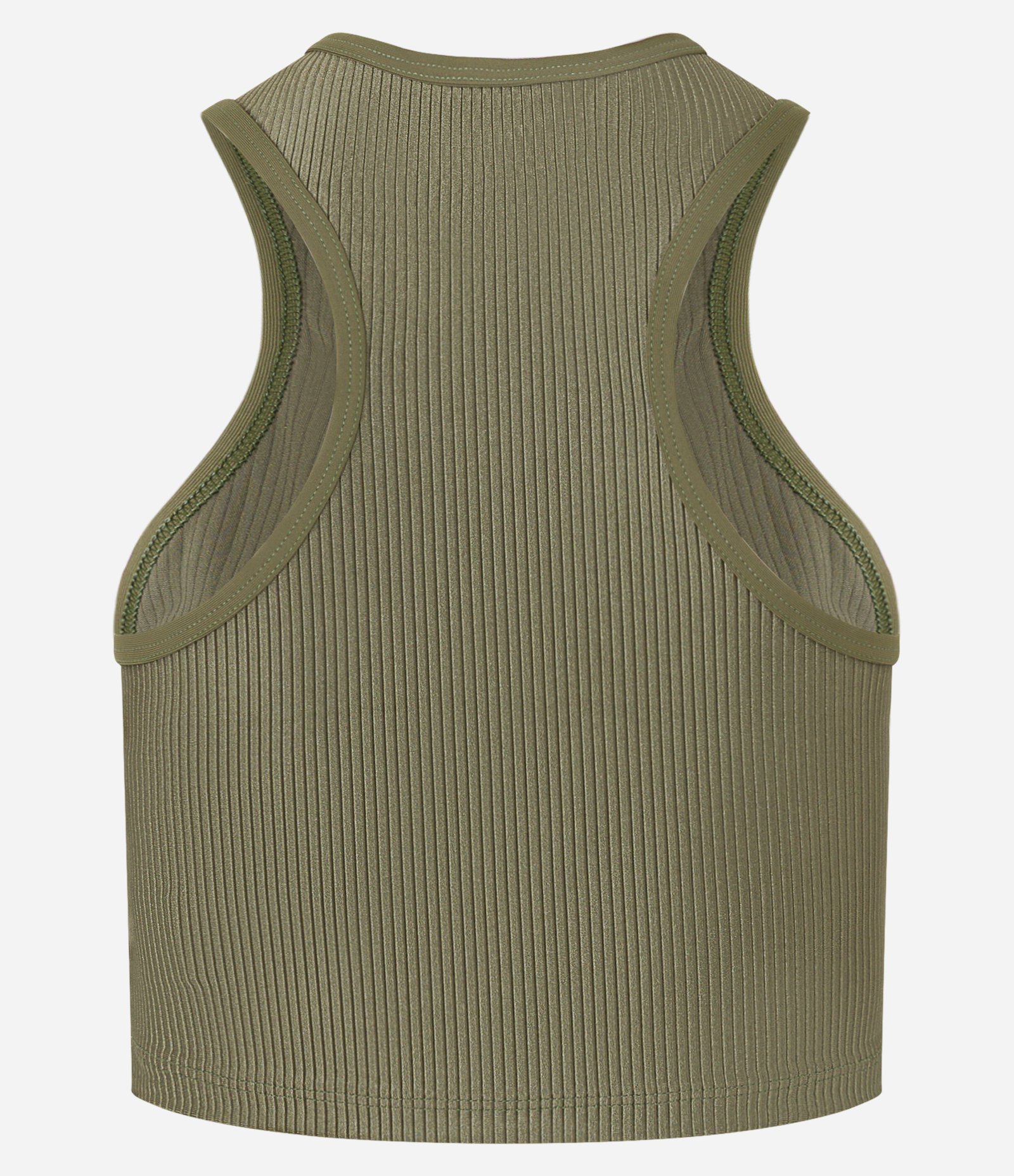 Regata Cropped Esportiva em Microfibra Canelada Verde Oliva 7