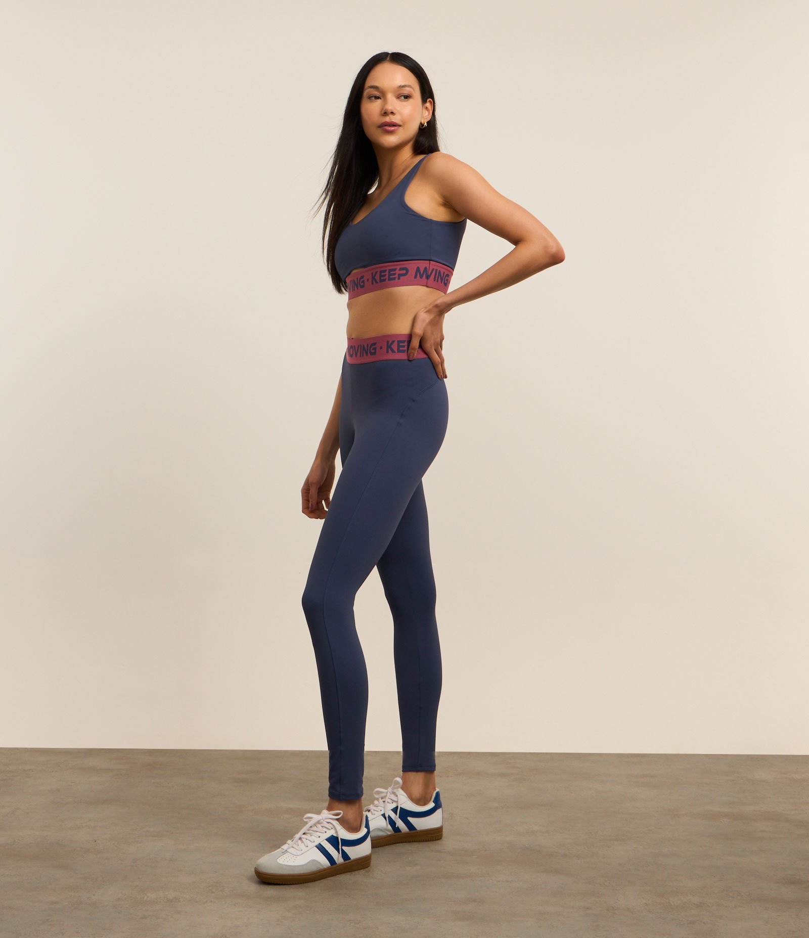 Calça Legging Esportiva em Microfibra com Cós Elástico Keep Mooving Azul 5